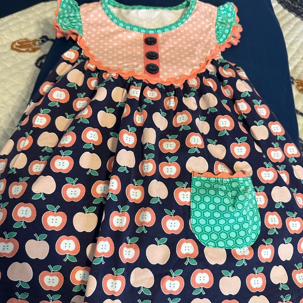 Charming Apple Print Kids Dress